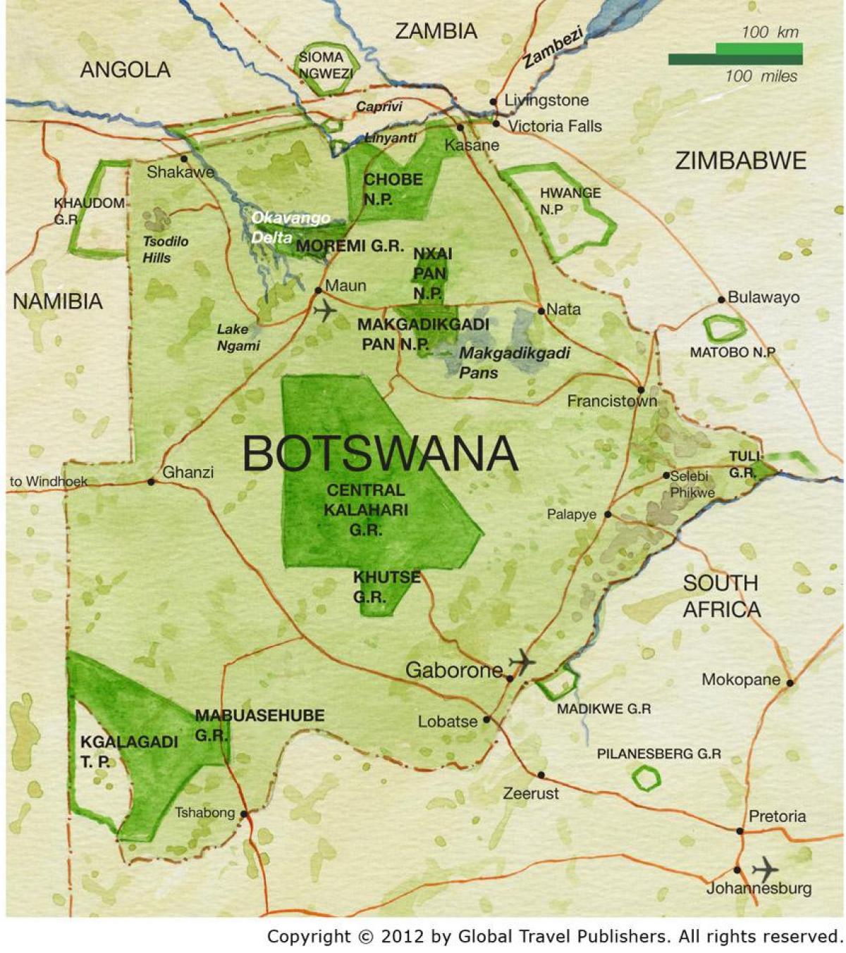 χάρτης της Μποτσουάνα αποθεματικά παιχνίδι