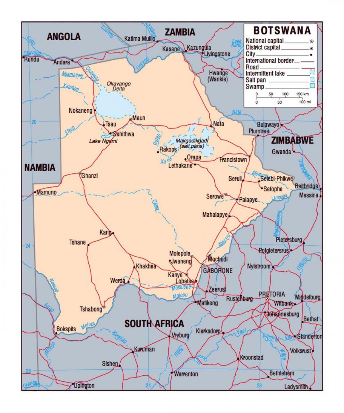 χάρτης της Μποτσουάνα πολιτική