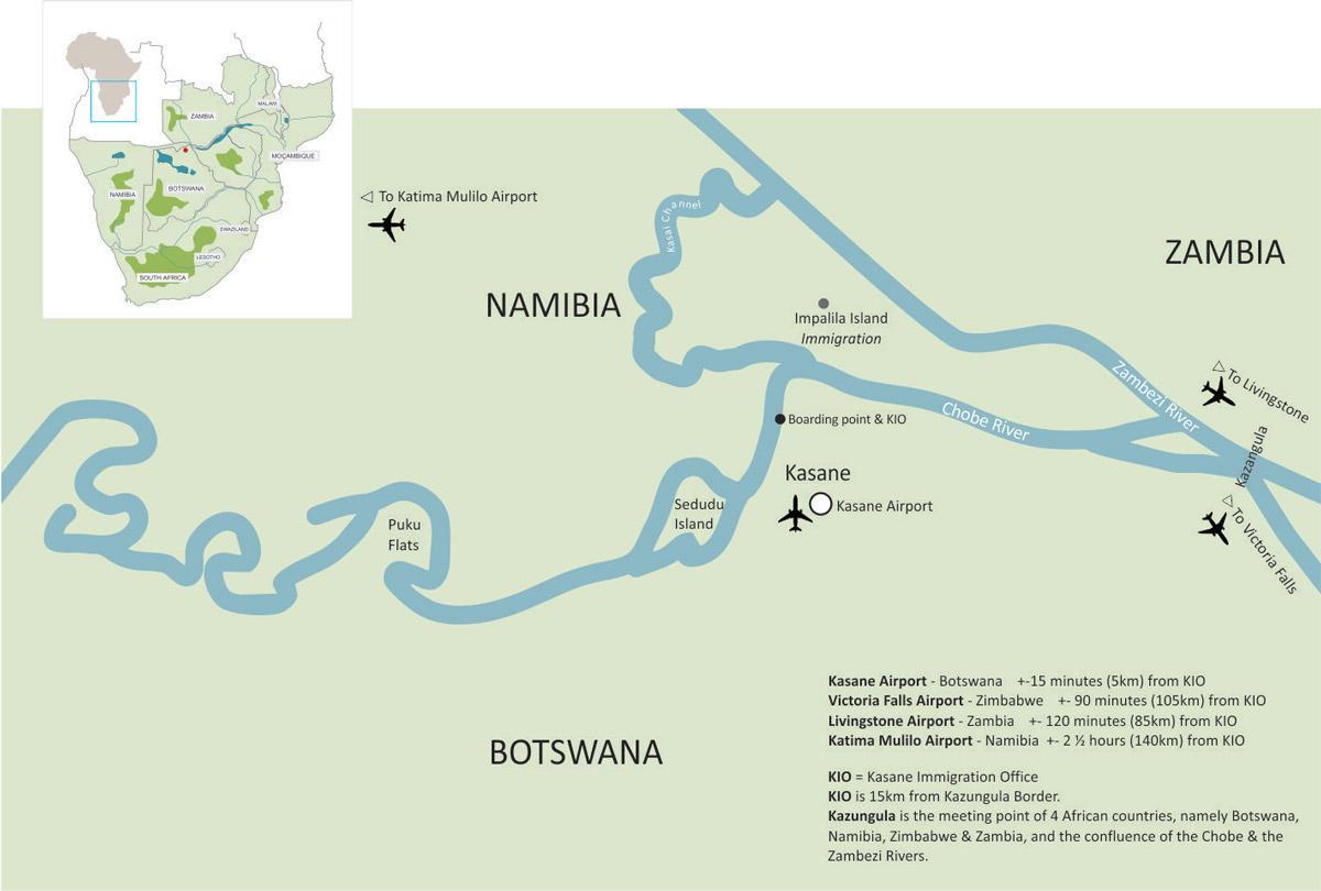 χάρτης της κασάνε Μποτσουάνα
