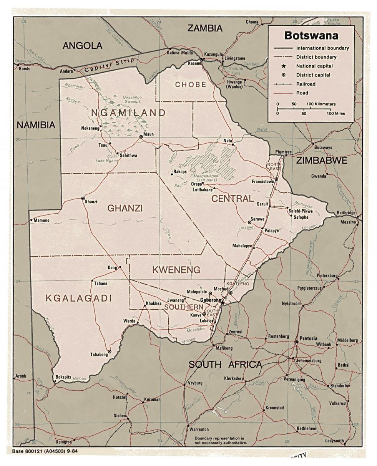 λεπτομερή χάρτη της Μποτσουάνα