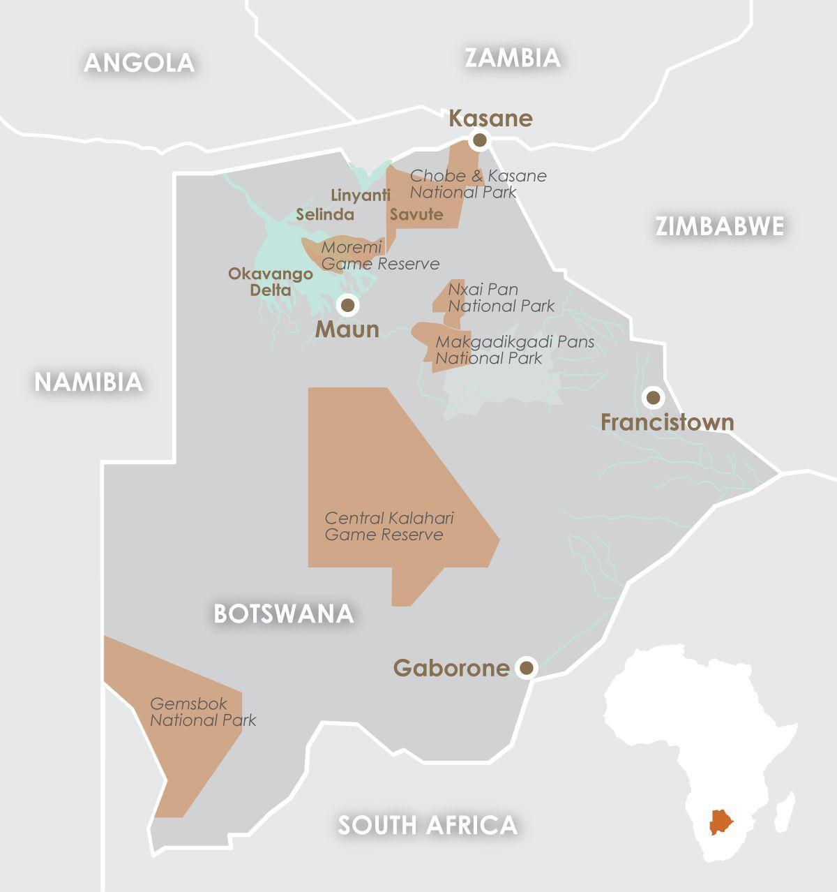 χάρτης της maun Μποτσουάνα